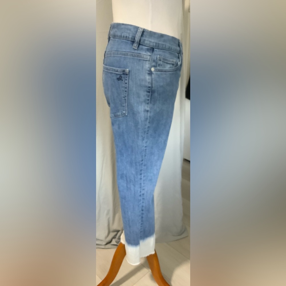 DL1961 Mara Ankle High-Rise Instasculpt Jeans – Alvarado with White Dip-Dye Leg - Picture 3 of 10